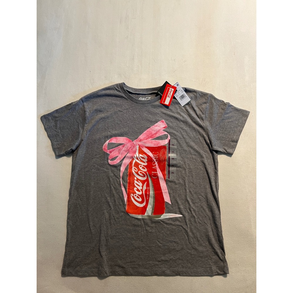 Grayson Coca-Cola Classic Can Pink Bow Graphic Tee Gray XXL NWT
